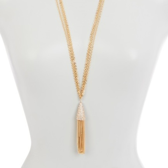 Amazon.com: Stringex Chunky Gold Tassel Statement Y Necklace  Gold chain crystal & tassels long necklace JA2B